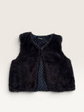 Veste sans manches fausse fourrure bleu marine Kiabi taille 36 mois