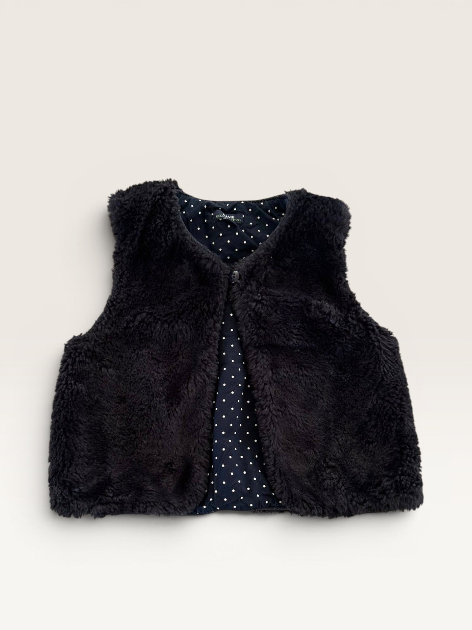 Veste sans manches fausse fourrure bleu marine Kiabi taille 36 mois