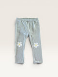 Legging court bleu très clair motif fleurs FPC Baby taille 24 mois
