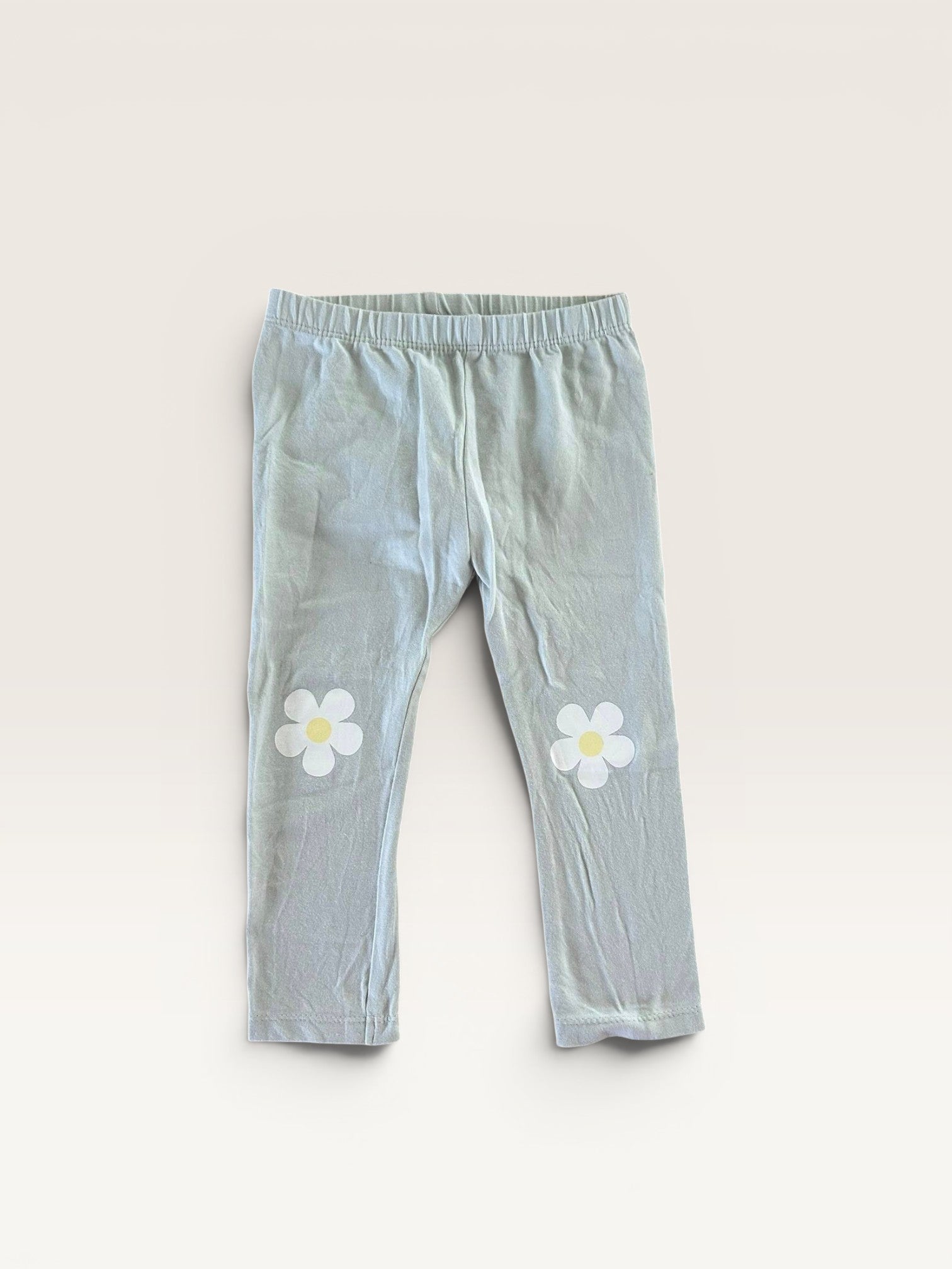 Legging court bleu très clair motif fleurs FPC Baby taille 24 mois