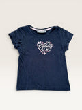 T-shirt manches courtes bleu marine motif coeur fleuri FPC taille 3 ans