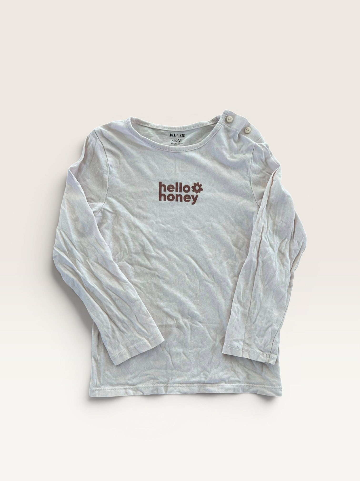 T-shirt manches longues rose à message Kiabi taille 36 mois