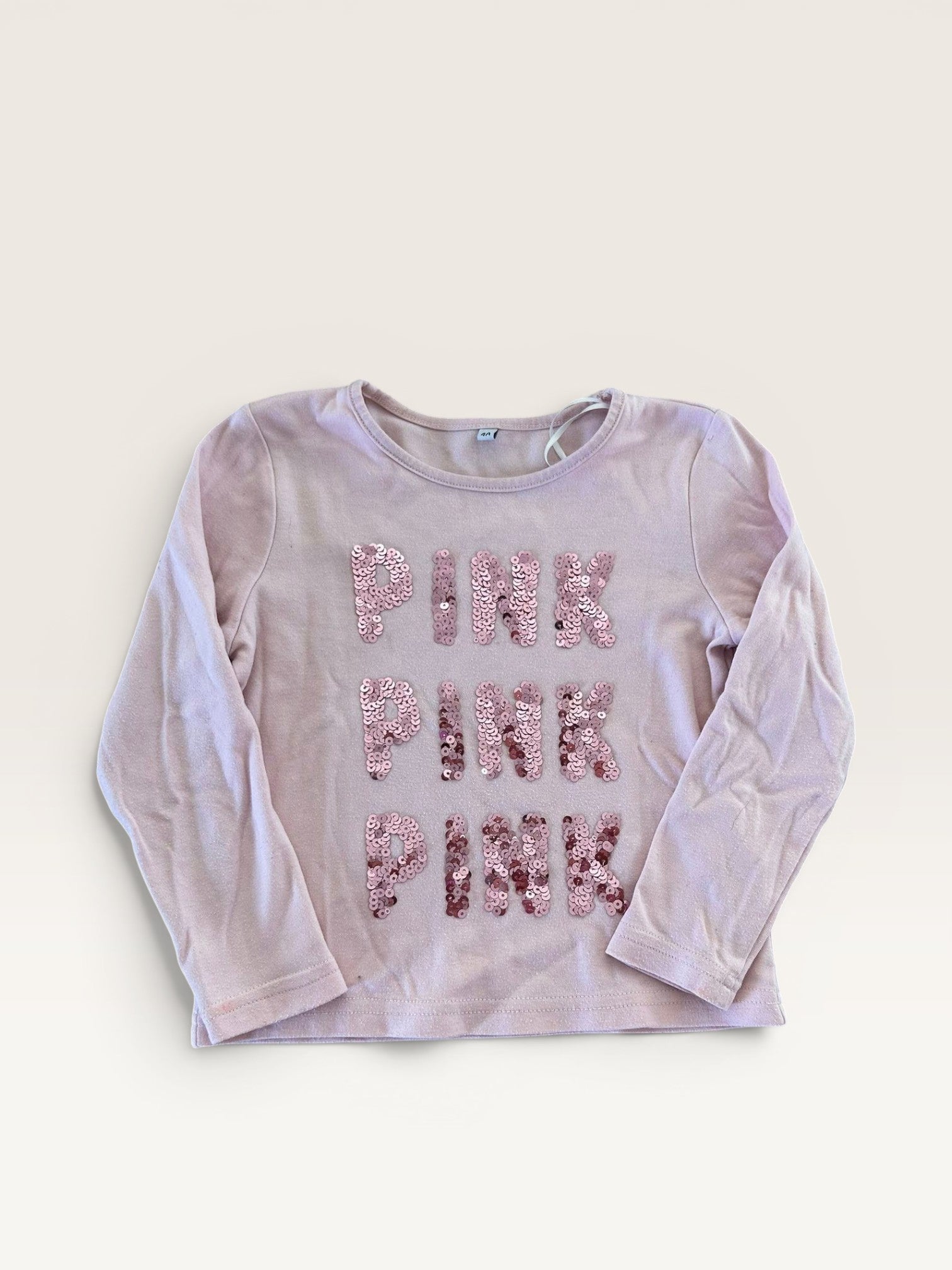 T-shirt manches longues rose "pink" sequins taille 4 ans