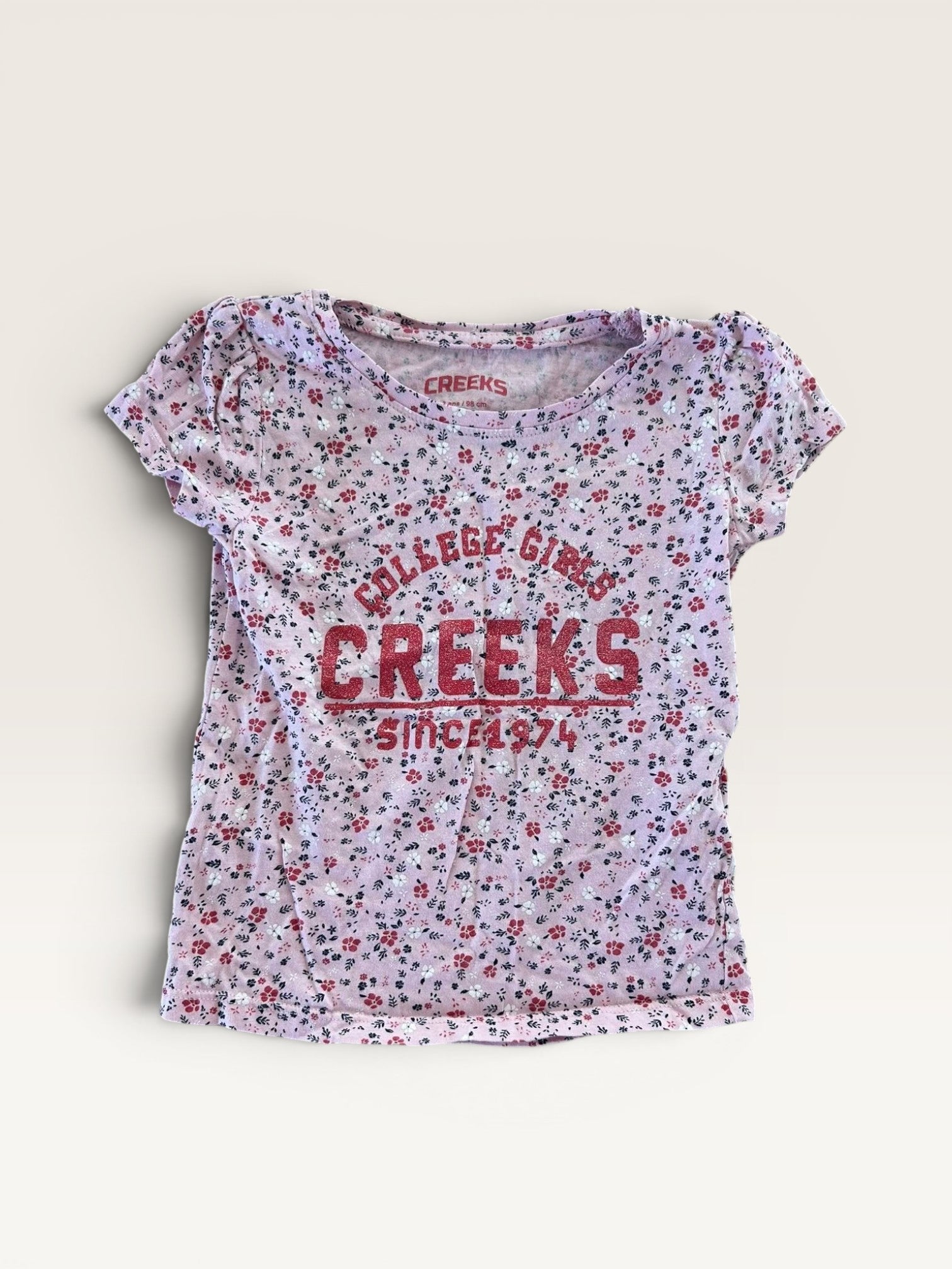 T-shirt manches courtes fleuri Creeks taille 3 ans