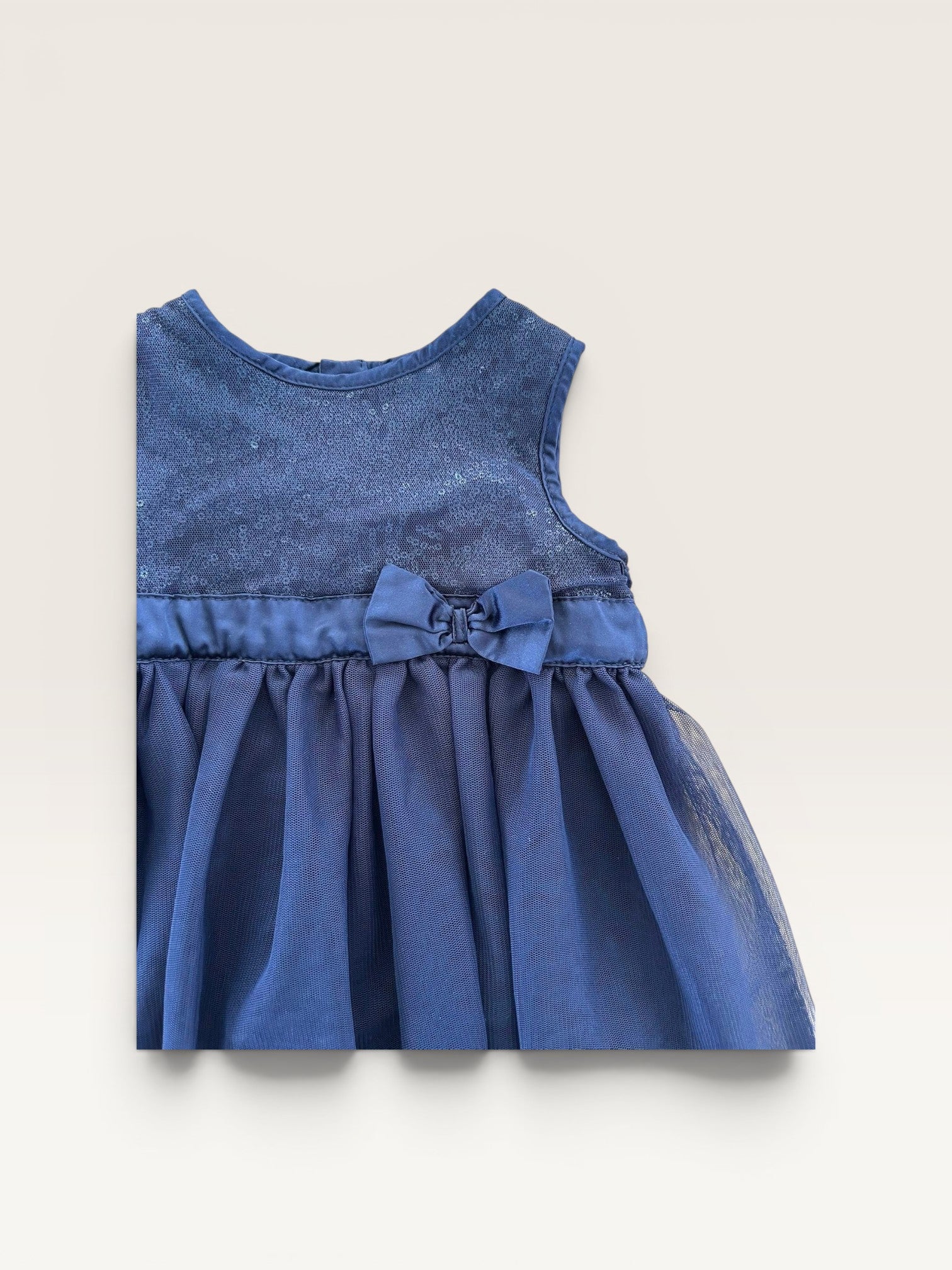 Robe de cérémonie bleu marine tulle et sequin TEX taille 18 mois
