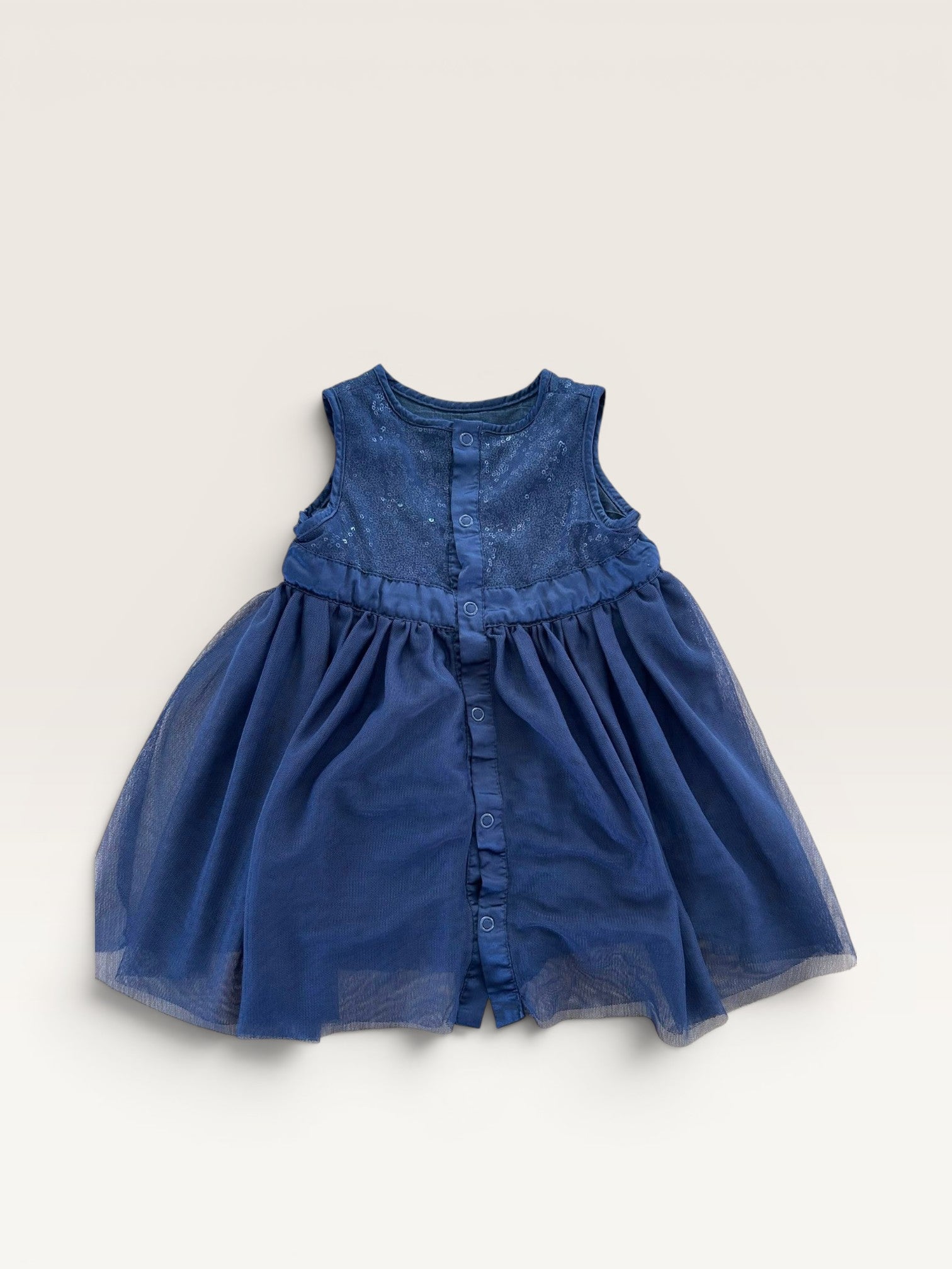 Robe de cérémonie bleu marine tulle et sequin TEX taille 18 mois
