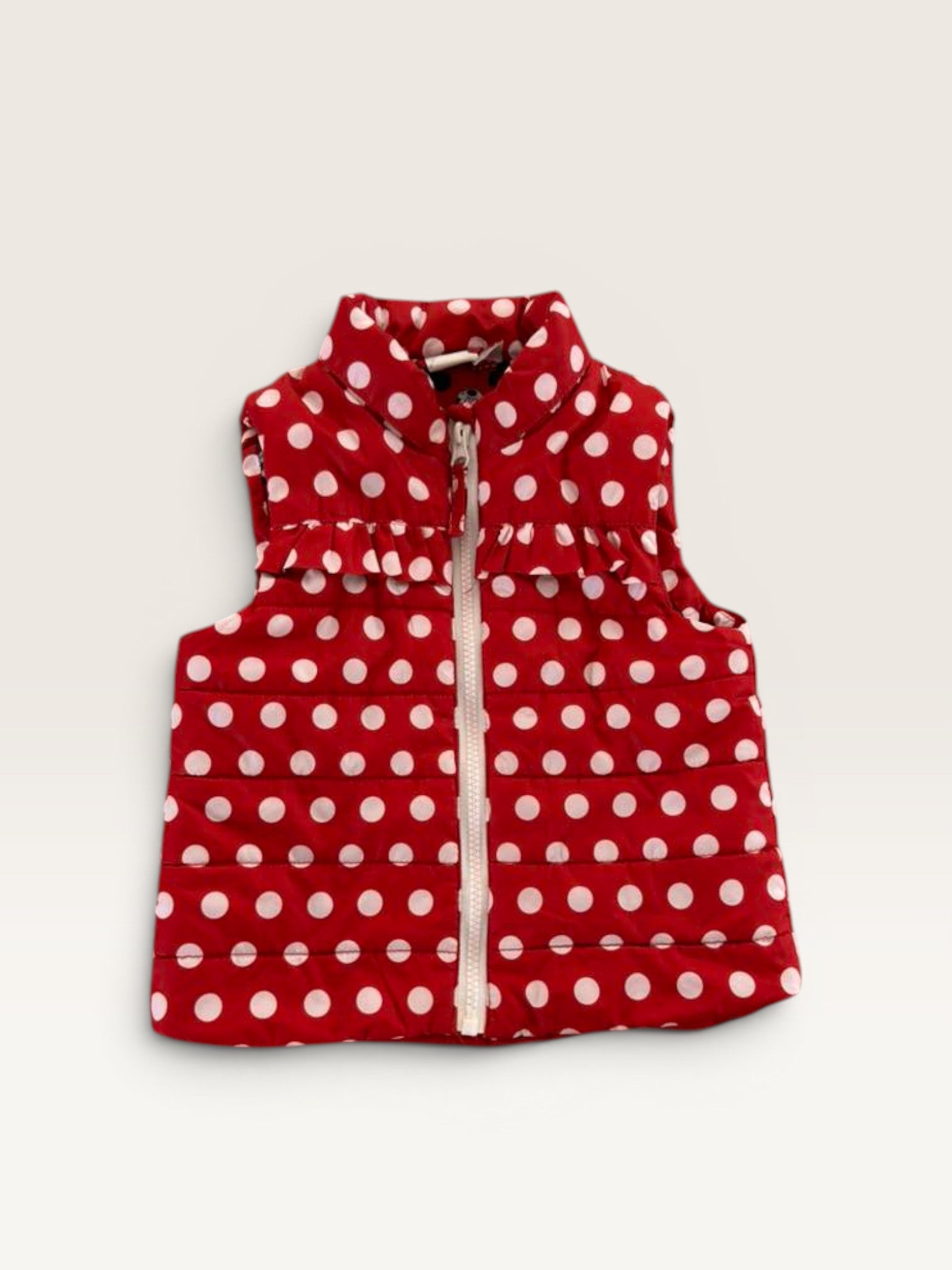 Doudoune sans manches rouge et blanche Minnie taille 2 ans