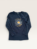 T-shirt manches longues bleu marine motif fleur Kiabi taille 36 mois