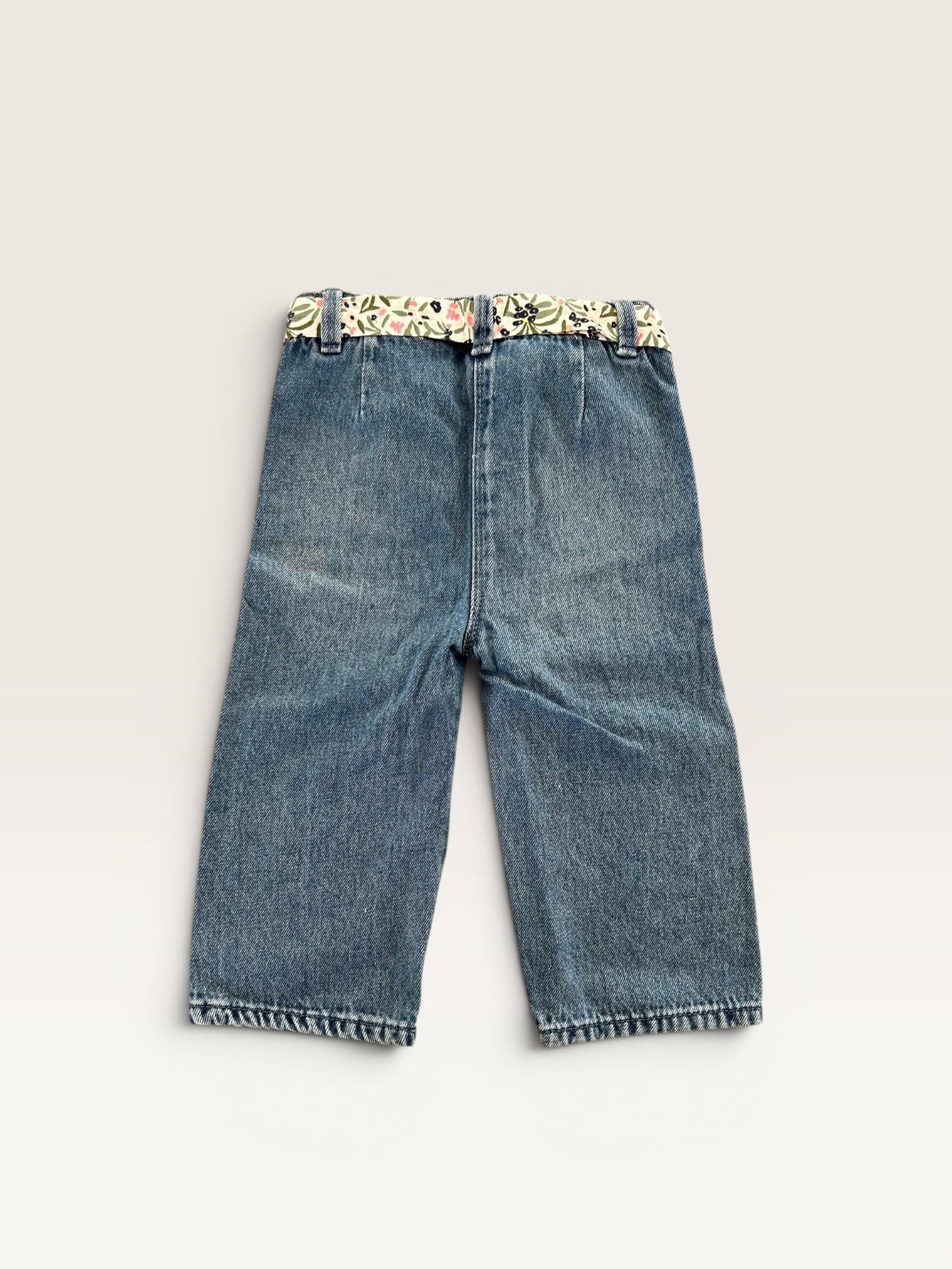 Jean large avec ceinture fleurie Lulu Castagnette taille 24 mois