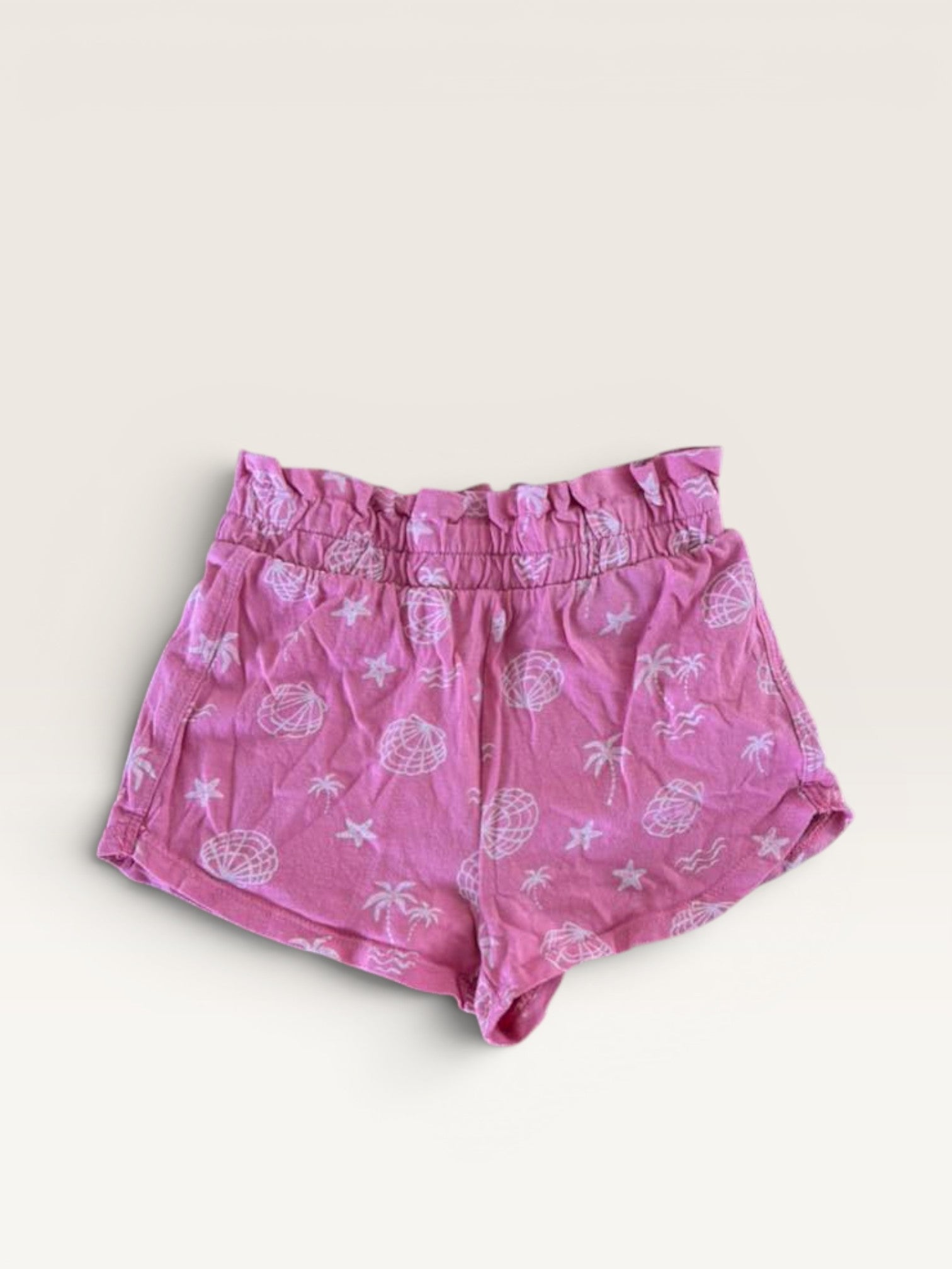 Short en coton rose motifs coquillages Kiabi taille 3 ans