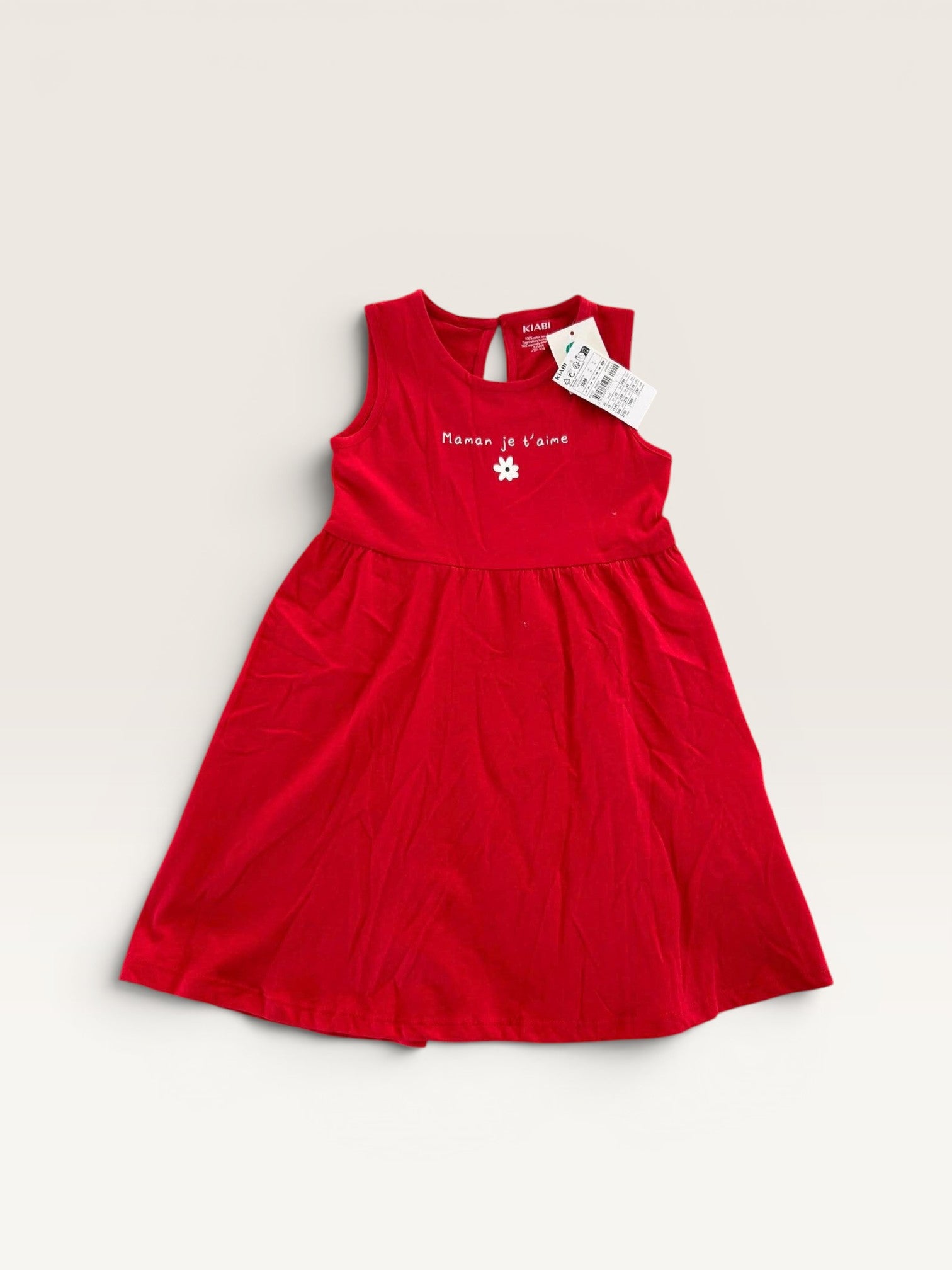 Robe d'été rouge à message "maman je t'aime" Kiabi taille 36 mois