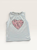 Débardeur blanc motif coeur rose fleuri taille 4 ans