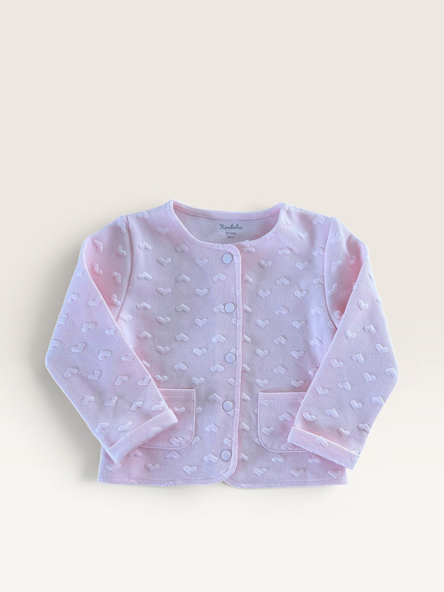 Veste rose petits coeurs Kimbaloo taille 24 mois