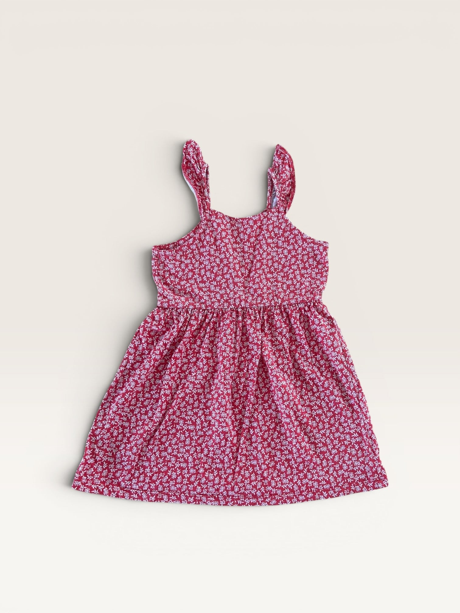 Robe d'été fleurie rouge et blanche Kiabi - taille 4 ans