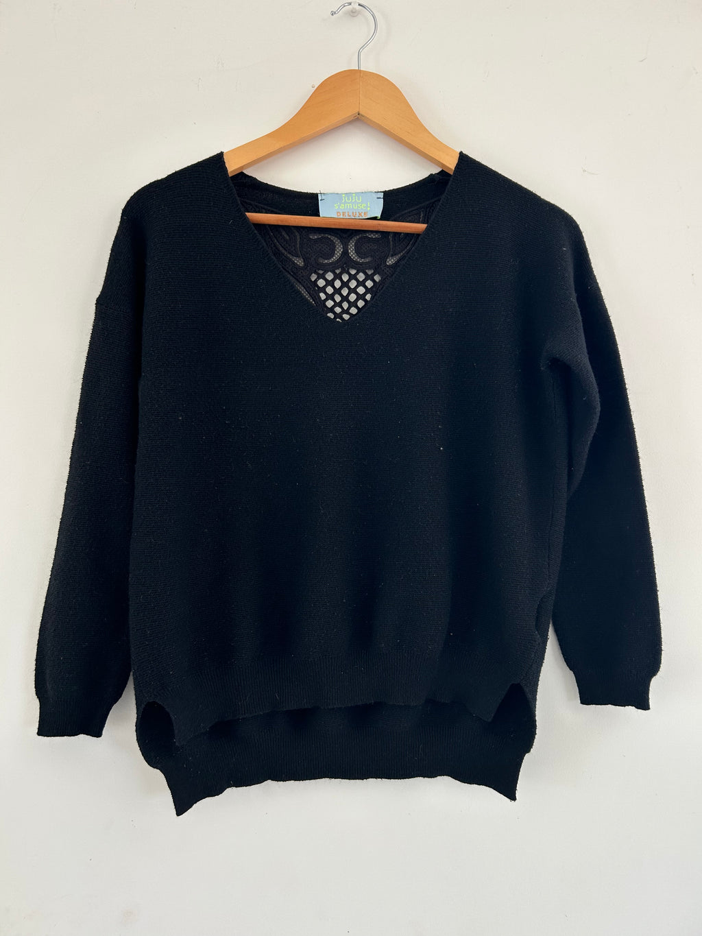 Pull laine noir col V Juju s’amuse taille 38