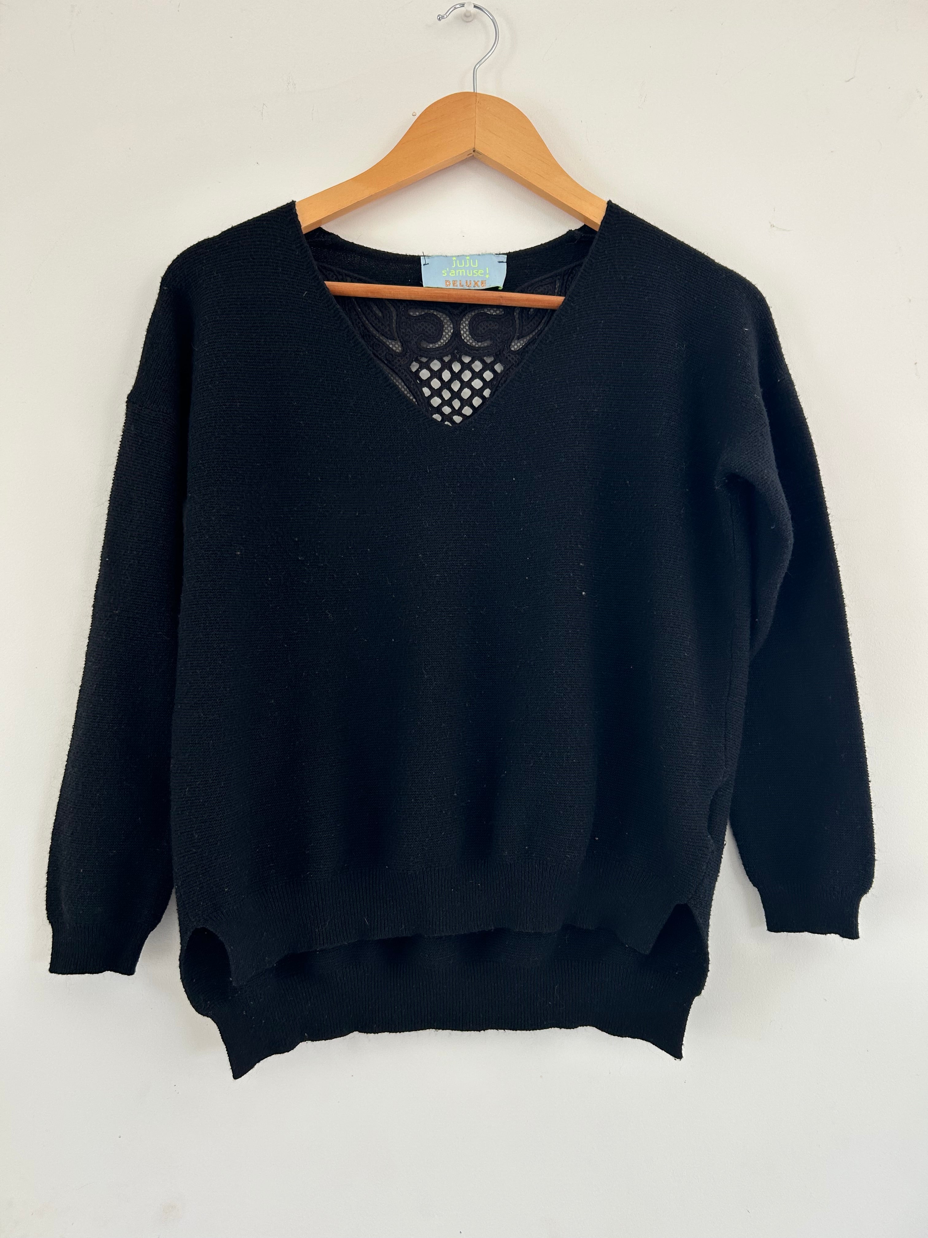 Pull laine noir col V Juju s’amuse taille 38