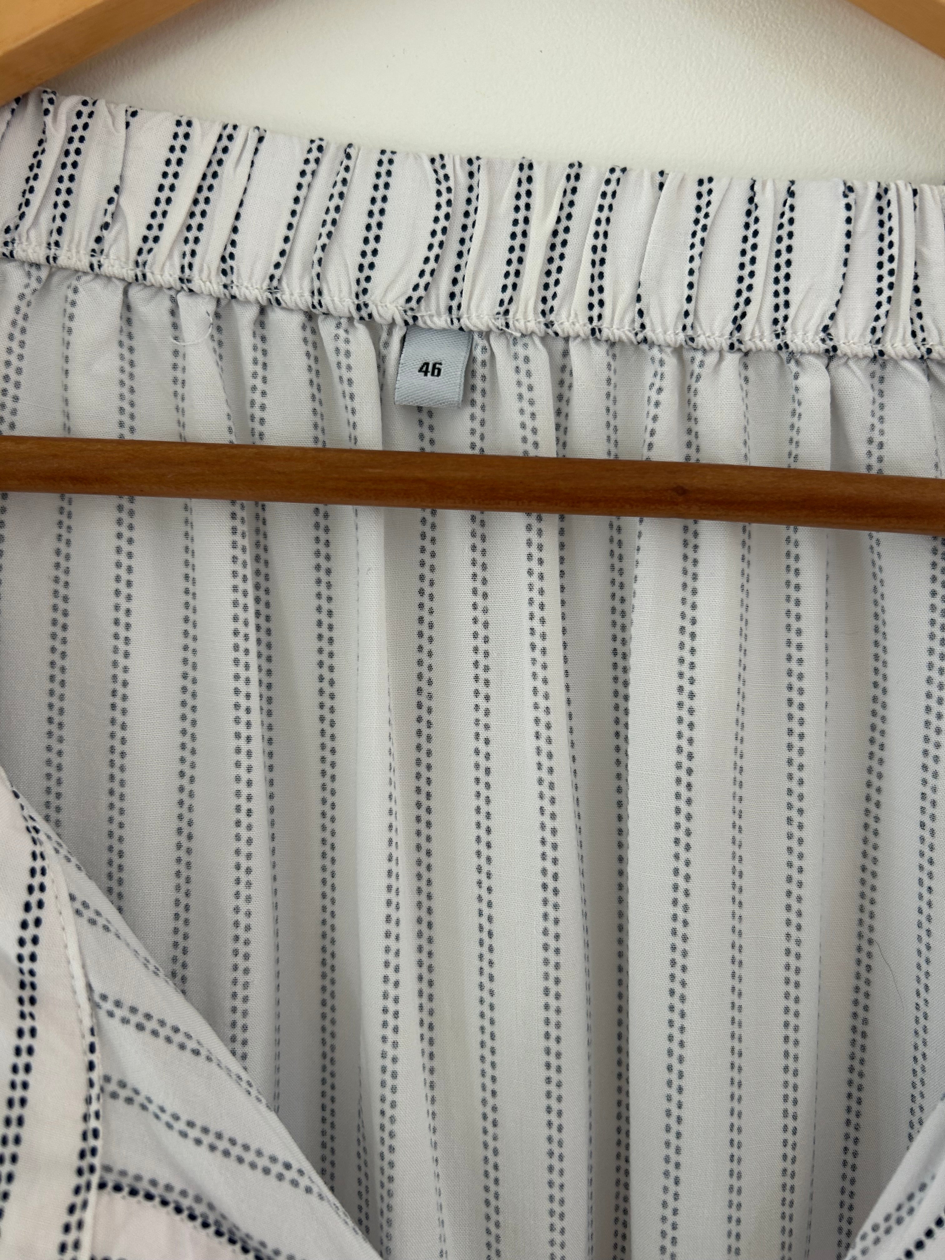 Blouse manches longues à nouer rayé blanc et bleu marine taille 46