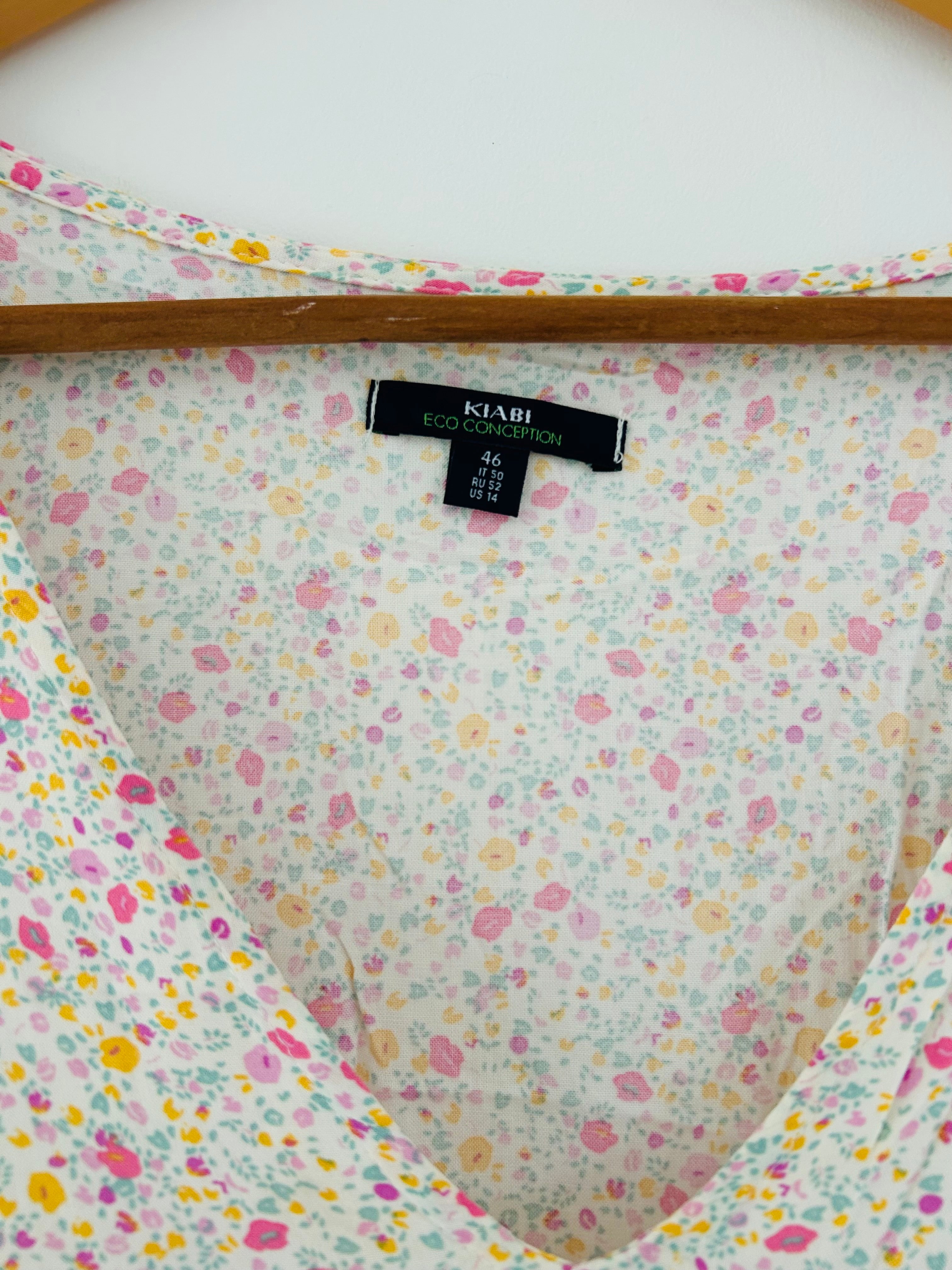 Robe d’été manches courtes motif fleuri Kiabi taille 46