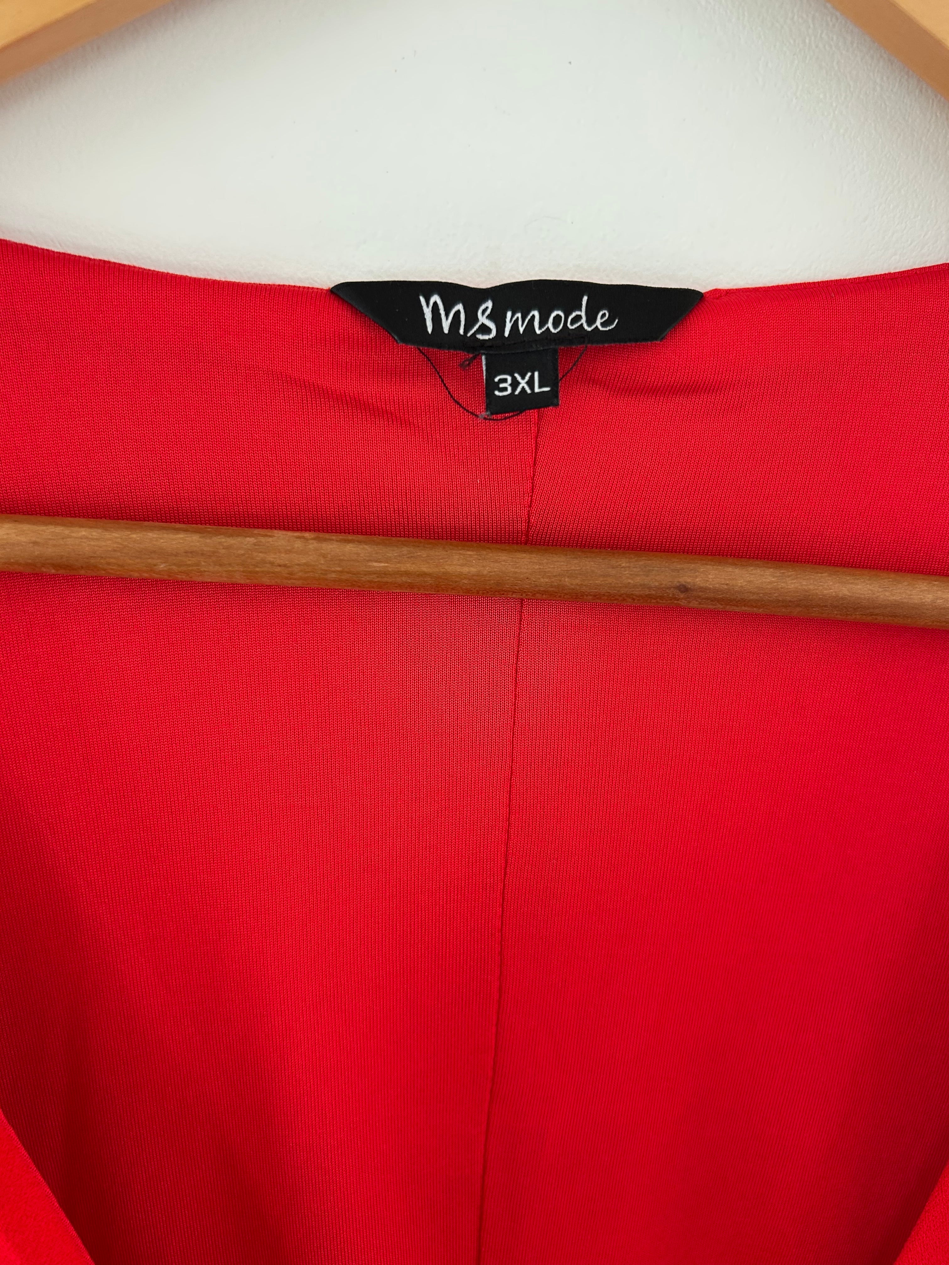 Robe rouge manches 3/4 effet portefeuille MS Mode taille 54