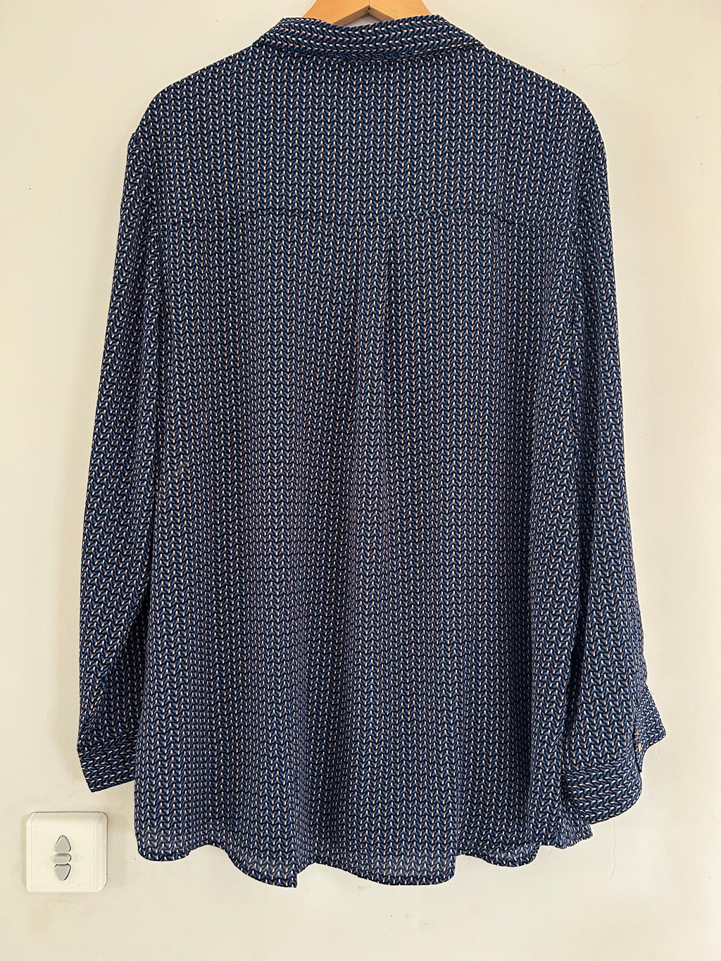 Blouse mousseline manches longues imprimé bleu Modavista taille 54