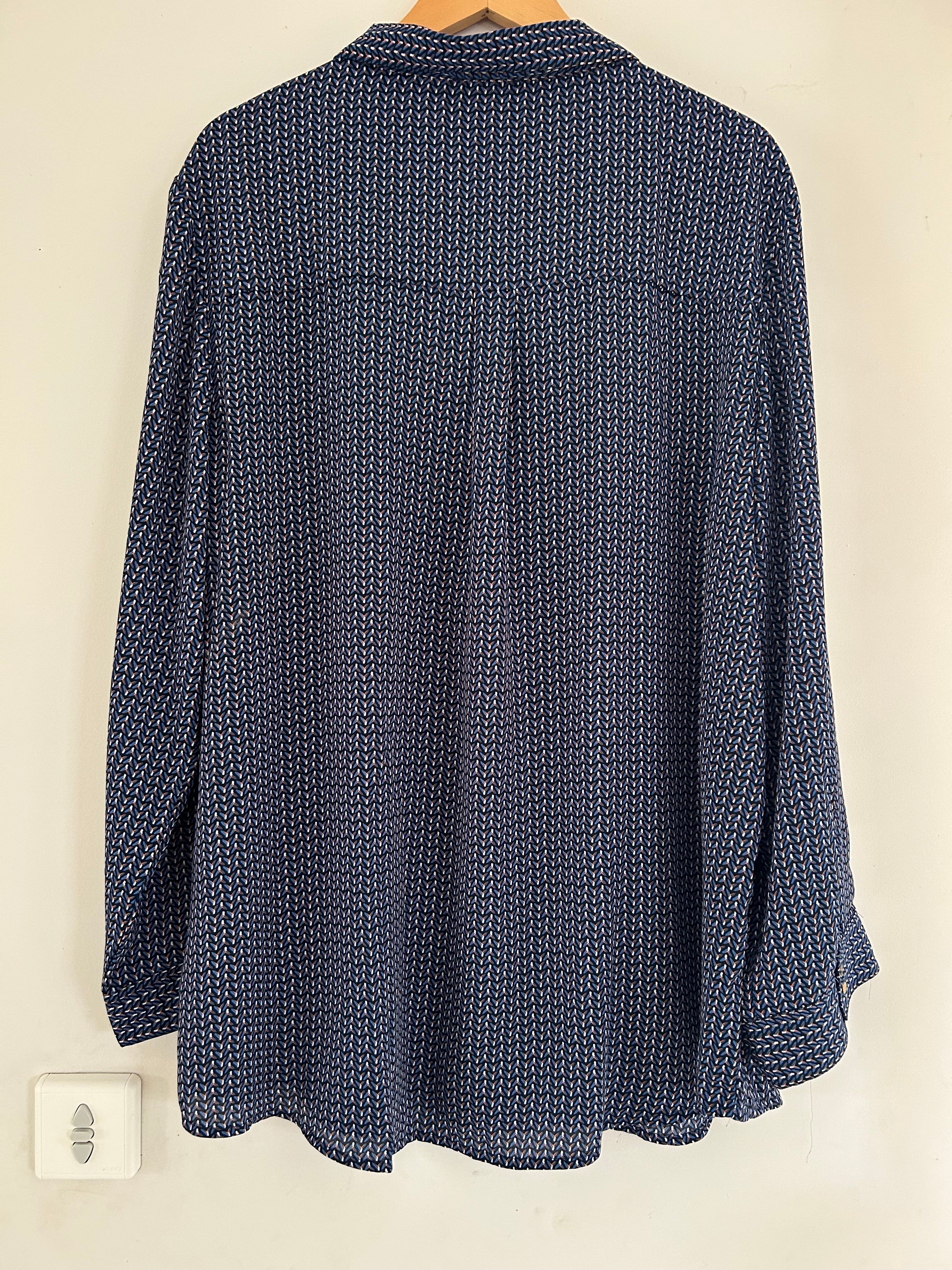 Blouse mousseline manches longues imprimé bleu Modavista taille 54