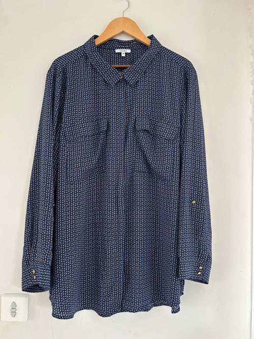 Blouse mousseline manches longues imprimé bleu Modavista taille 54