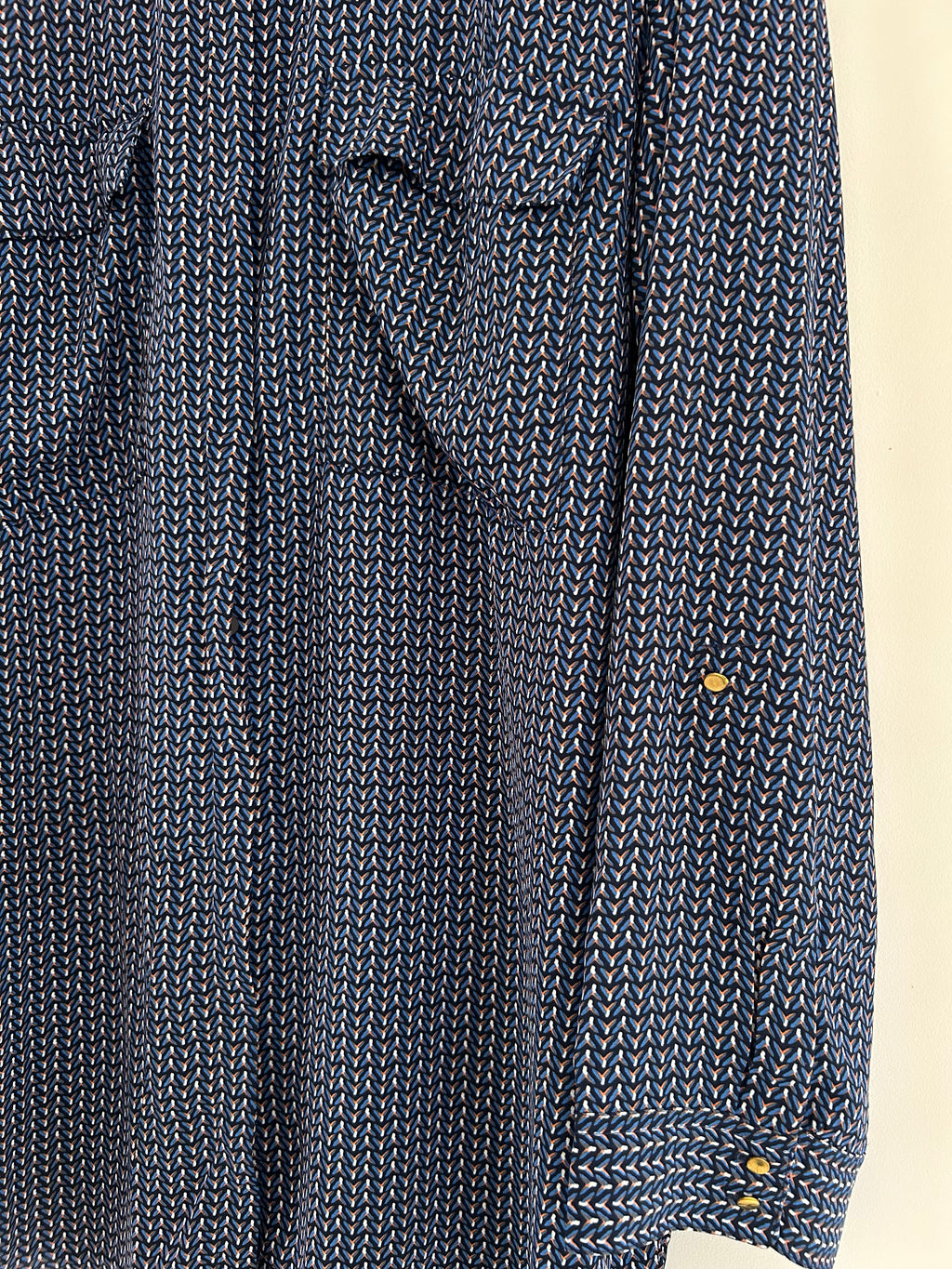 Blouse mousseline manches longues imprimé bleu Modavista taille 54