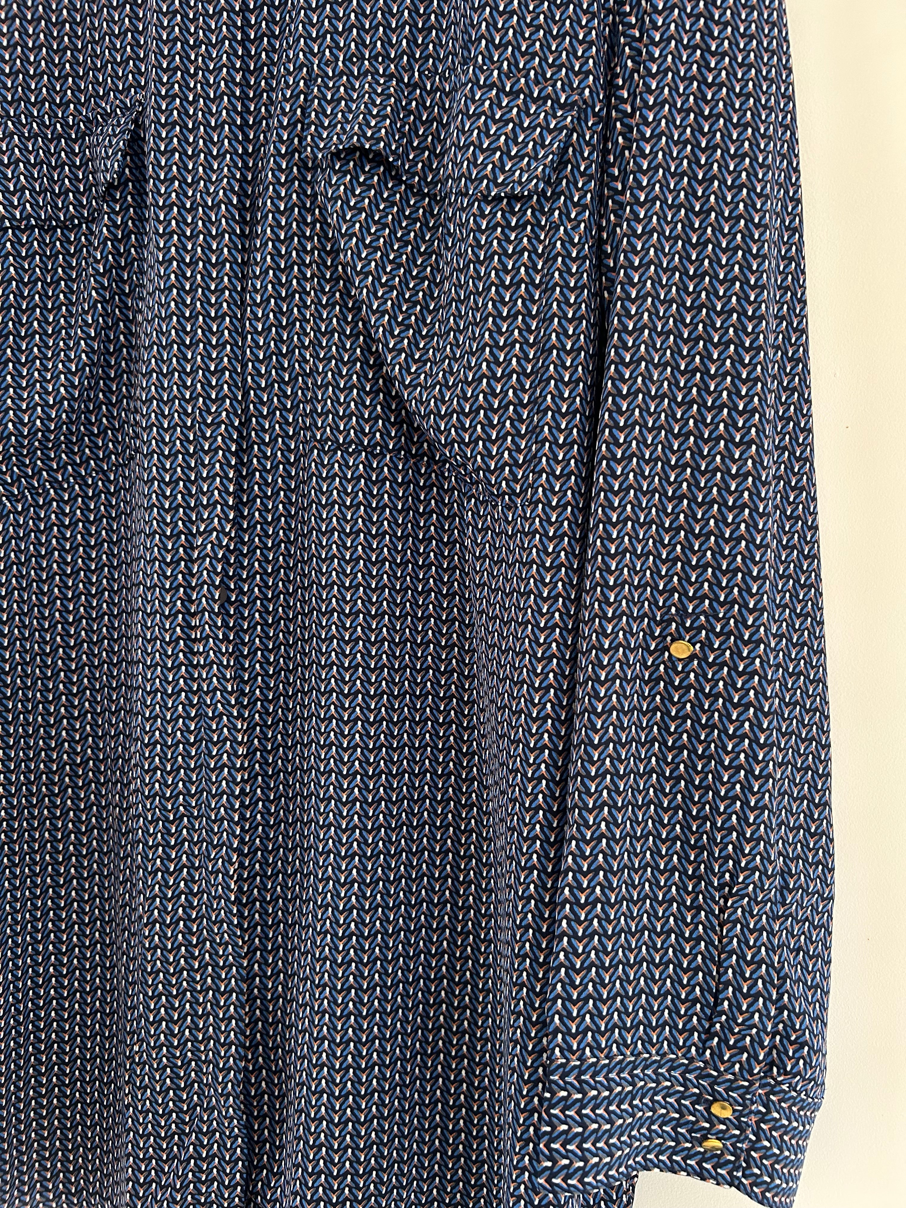 Blouse mousseline manches longues imprimé bleu Modavista taille 54
