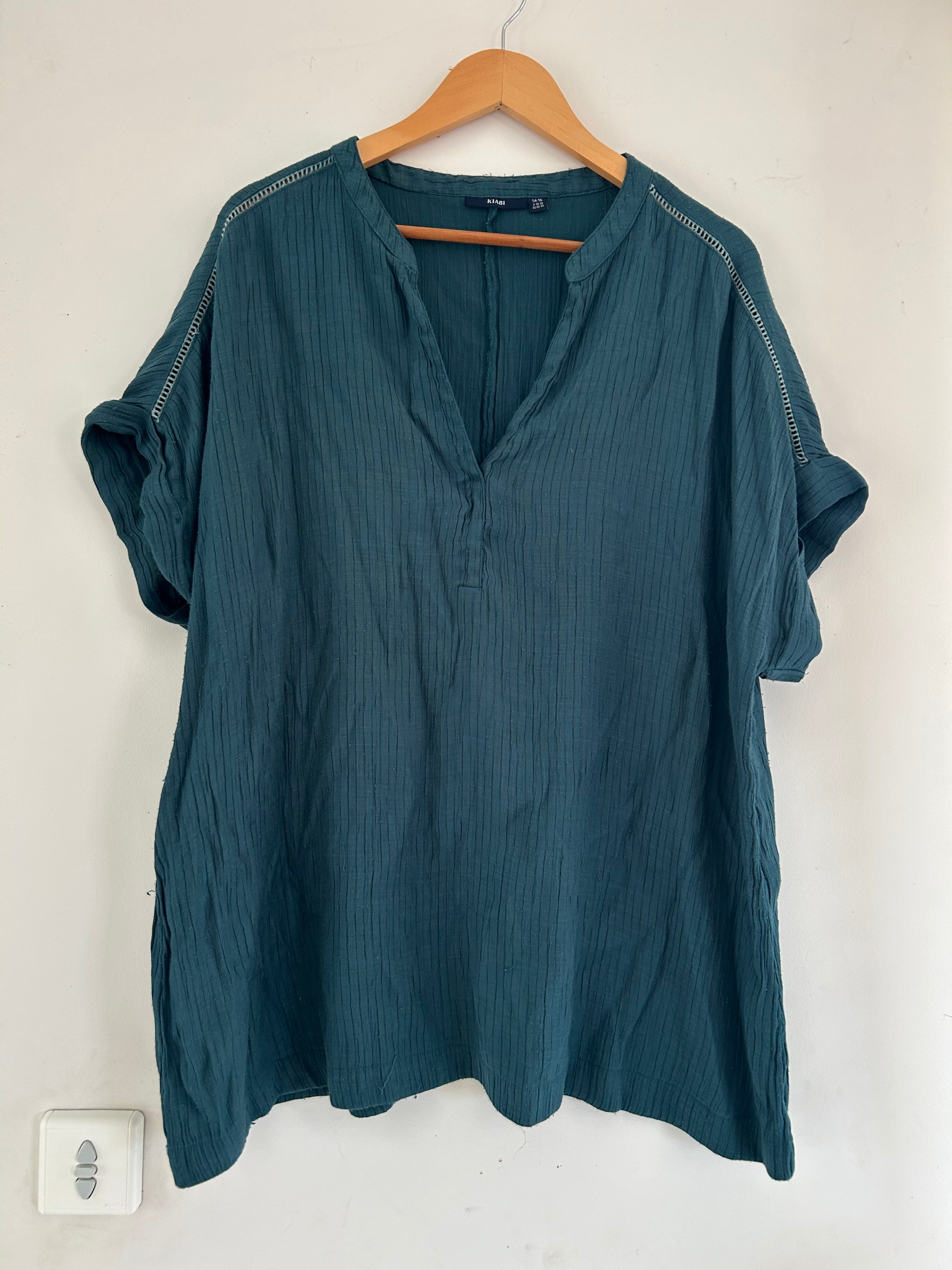 T-shirt ample manches courtes chauve souris bleu canard Kiabi taille 54/56
