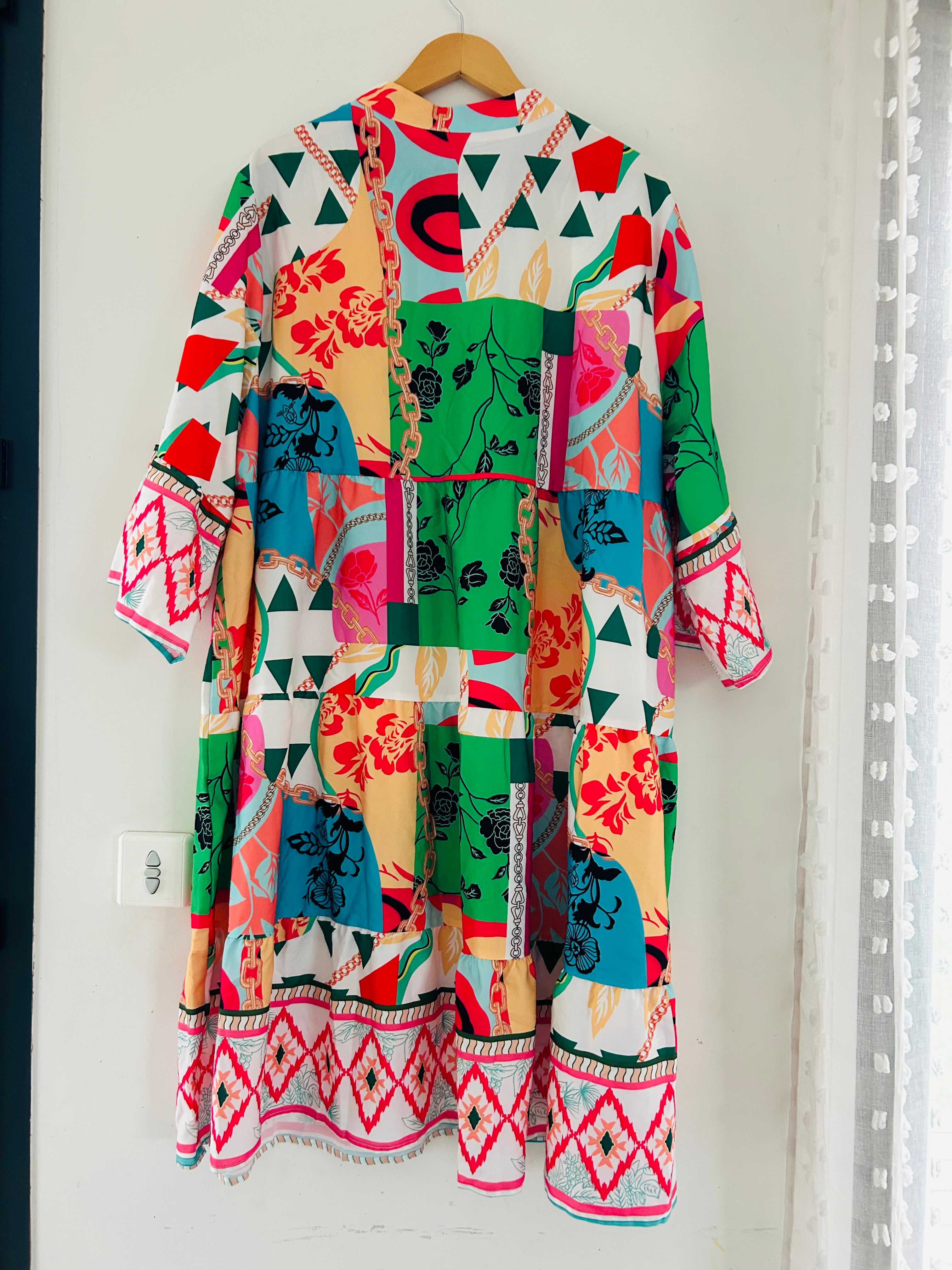 Robe ample et fluide manches 3/4 imprimé coloré SHEIN taille 54