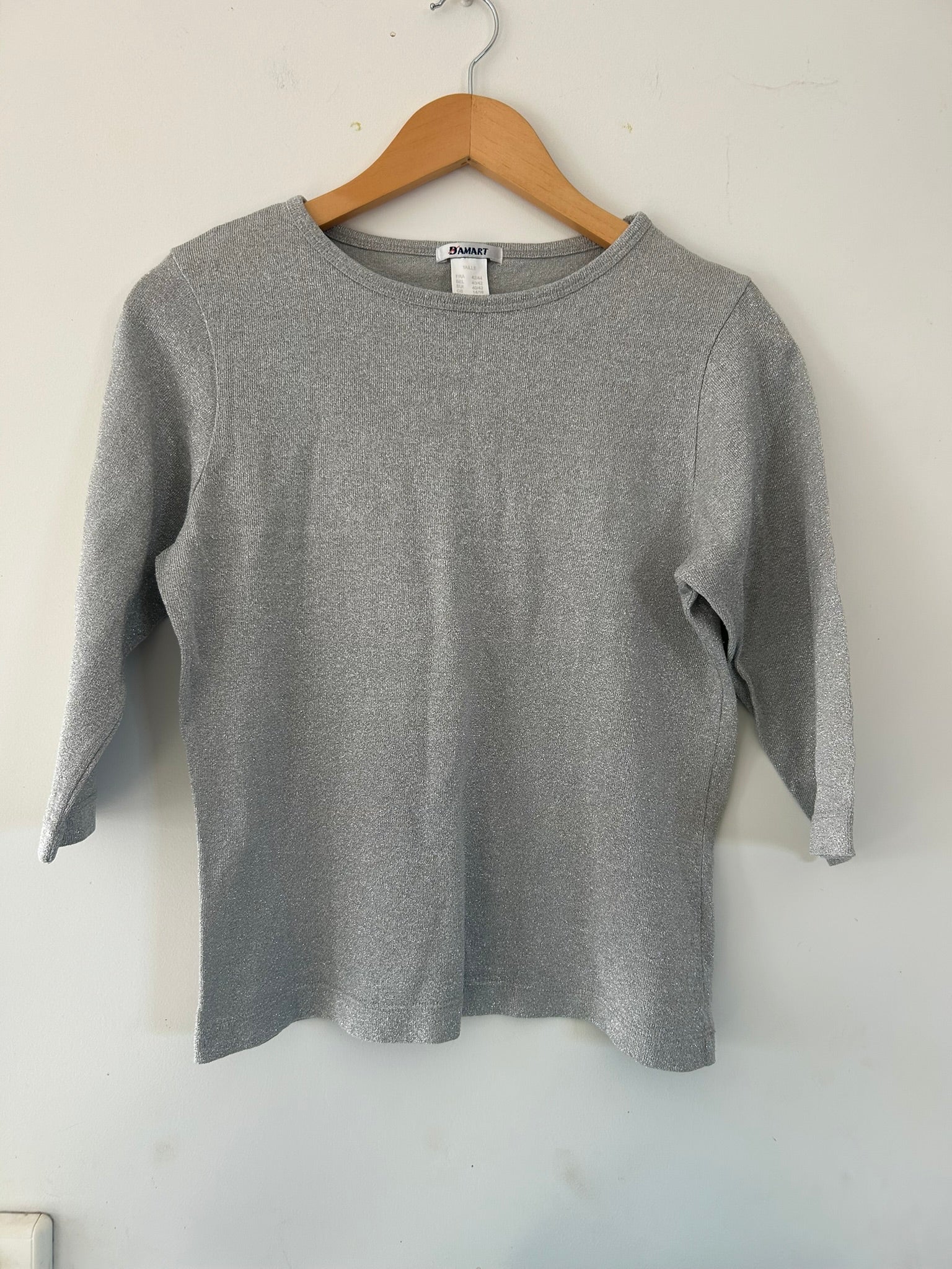 T-shirt en soie manches 3/4 argenté Damart taille 42/44