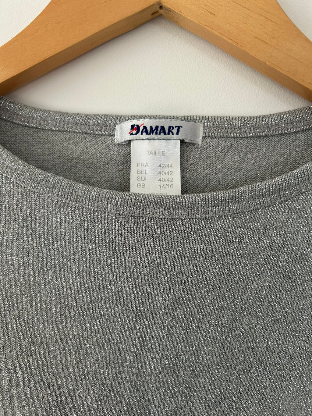 T-shirt en soie manches 3/4 argenté Damart taille 42/44
