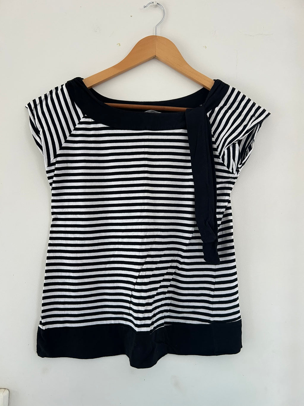 T-shirt manches courtes col bateau rayé noir et blanc Promod taille 36/38