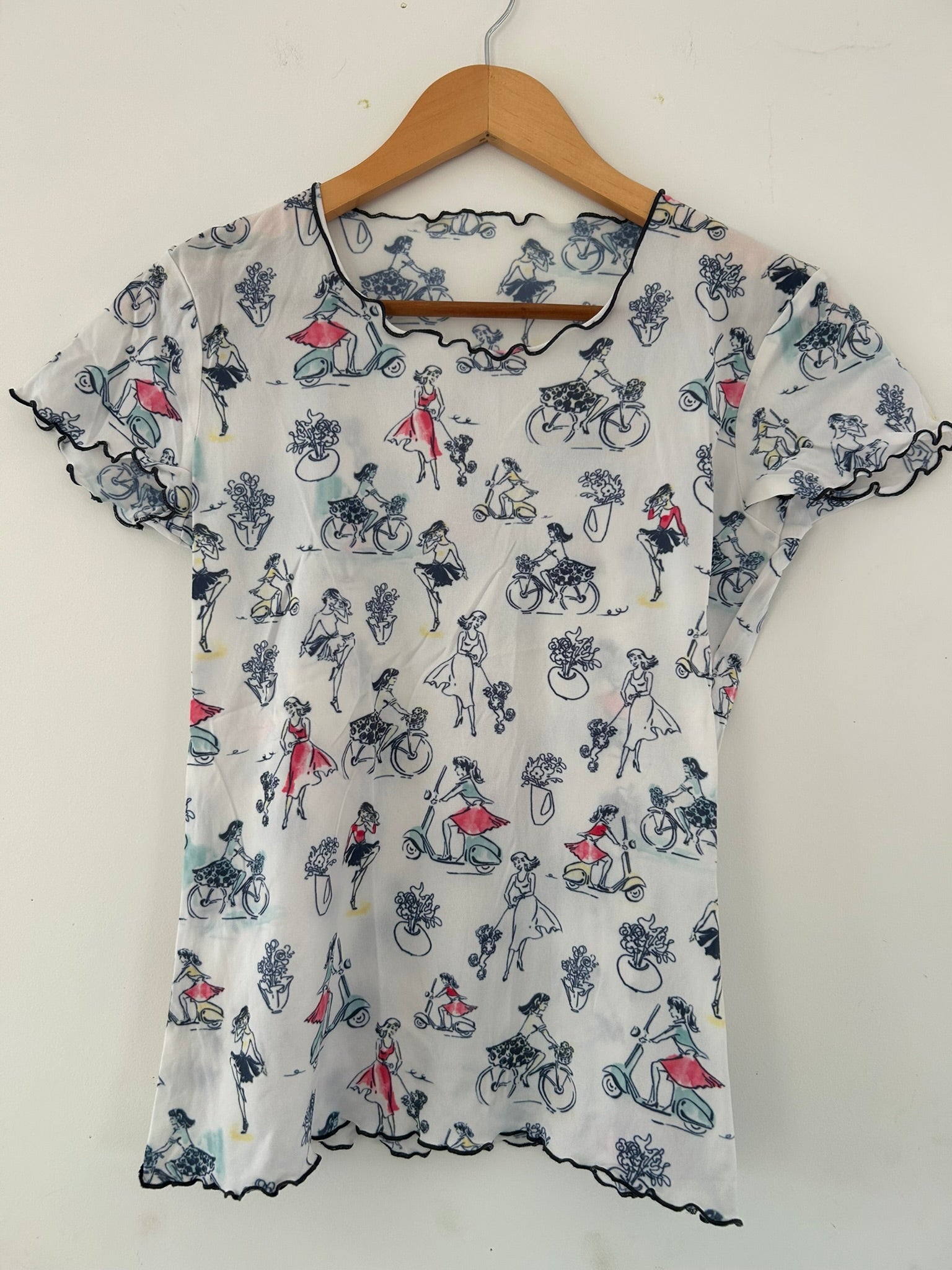 T-shirt manches courtes transparent imprimé taille 38/40