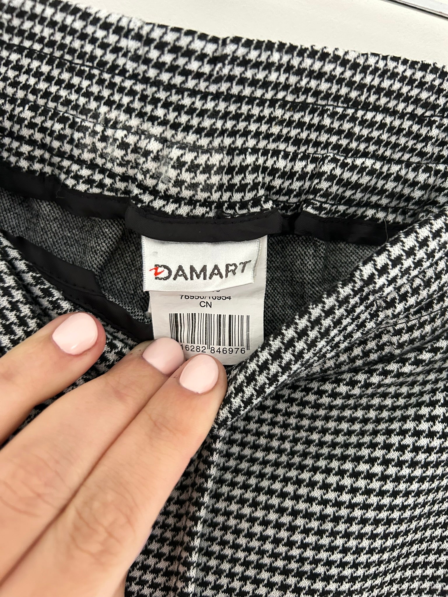 Pantalon droit motif pied de poule taille élastique Damart taille 36
