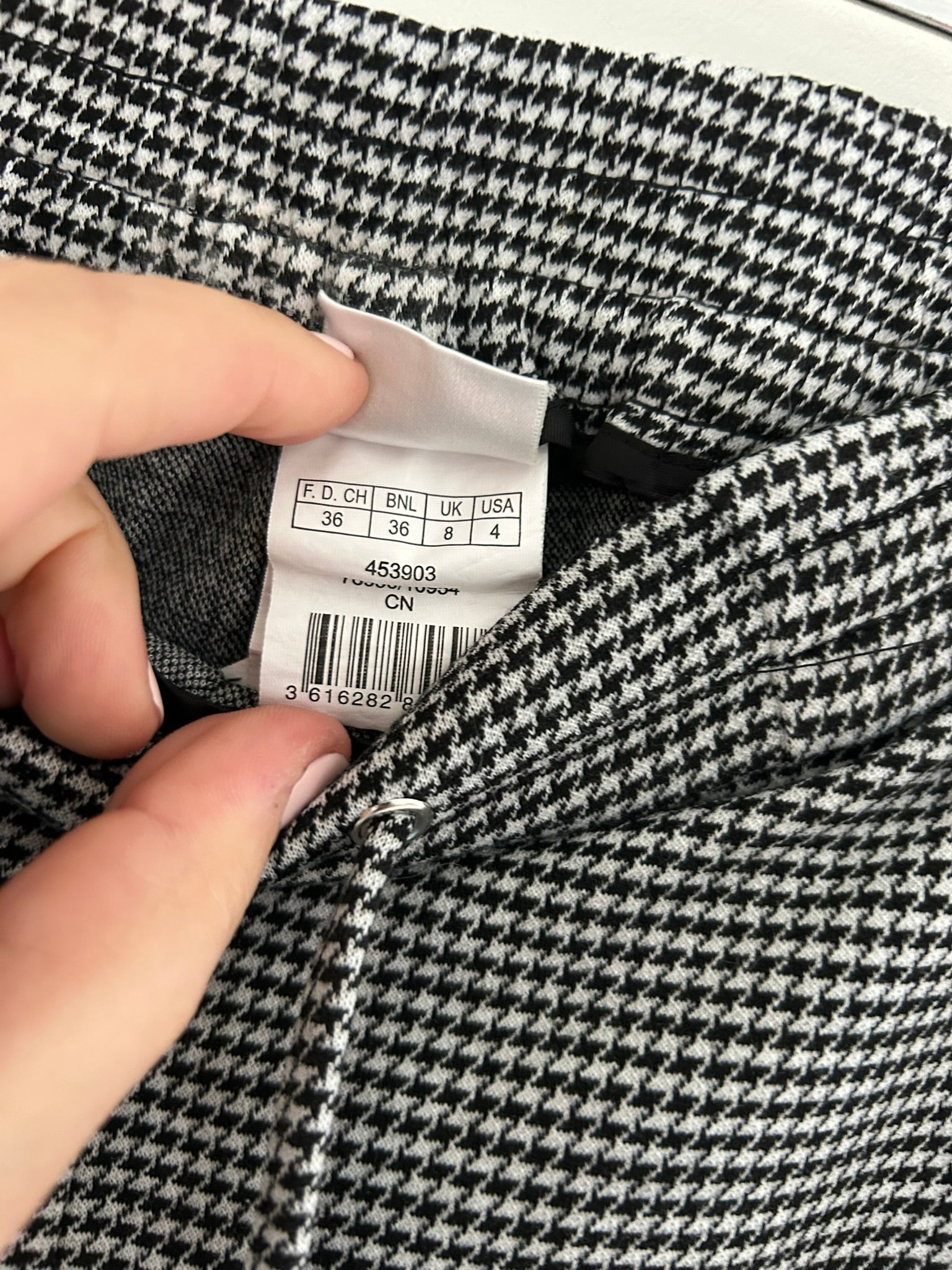 Pantalon droit motif pied de poule taille élastique Damart taille 36