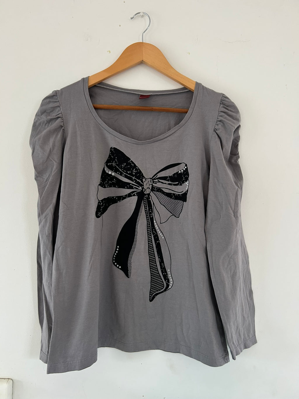T-shirt manches longues gris motif nœud Blancheporte taille 38/40