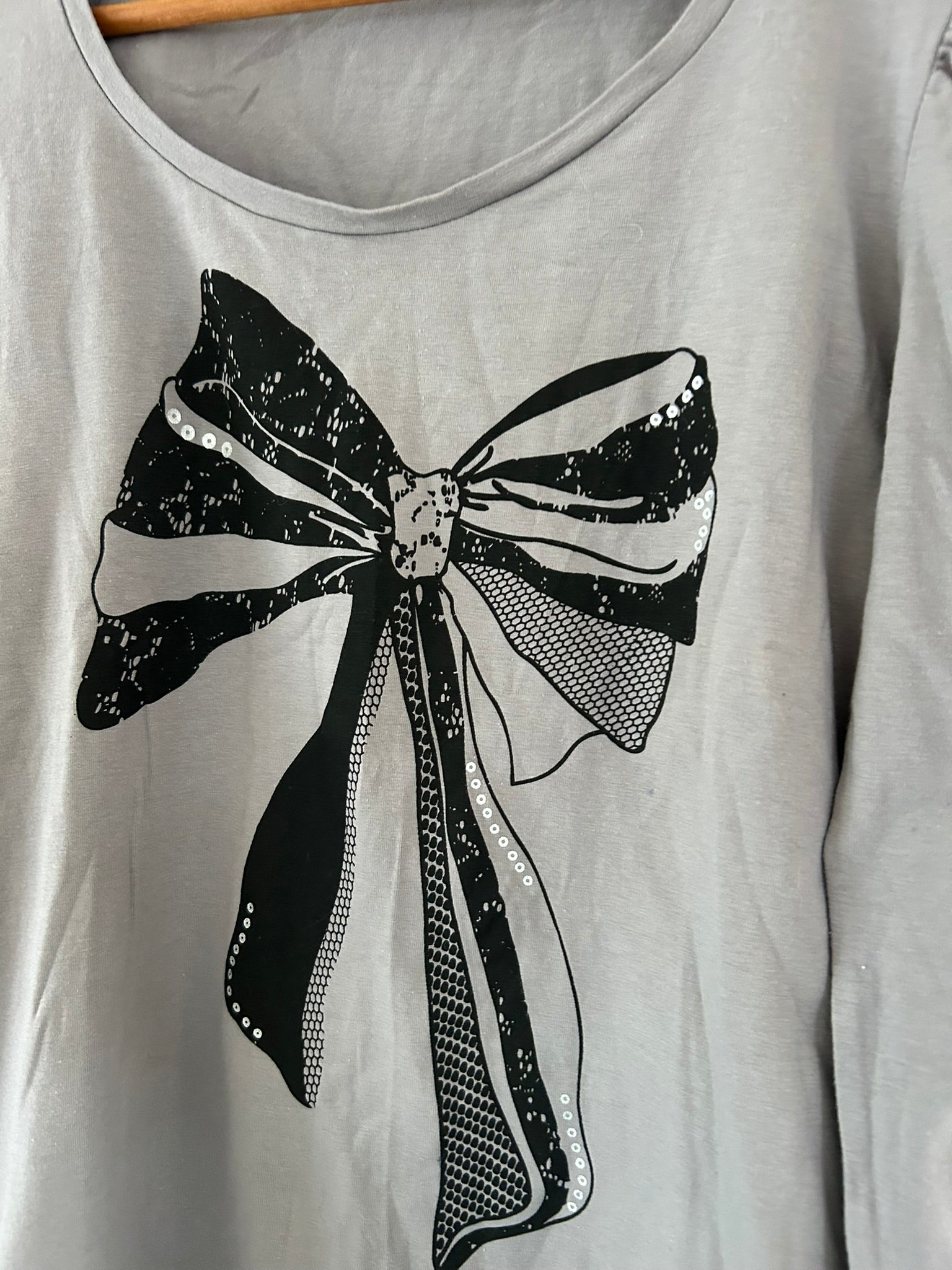 T-shirt manches longues gris motif nœud Blancheporte taille 38/40