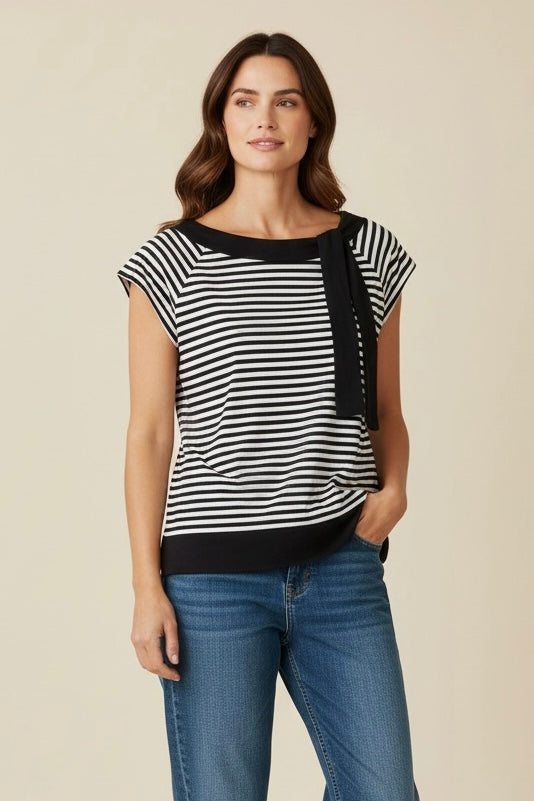 T-shirt manches courtes col bateau rayé noir et blanc Promod taille 36/38