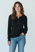 T-shirt noir avec boutons taille 34
