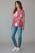 T-shirt manches courtes imprimé rouge et blanc taille 42